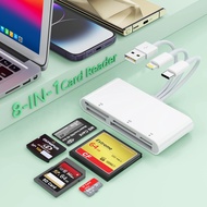 SD/TF/CF/MS/XD Card Reader for iPhone/USB C/Computer, 5 in 1 Multi Memory Card Reader OTG Adapter Hu
