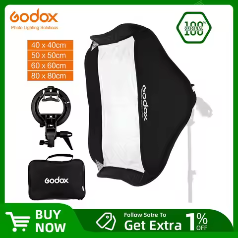 GODOX 40x40/50x50/60x60/80x80cm Softbox with S Type Bracket Stable Bowens Mount Flash Bracket Mount 