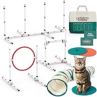 CATGILITY Cat Agility Equipment + Clicker Trainer Guide – Exercise Agility Course – Jumping Hurdles 