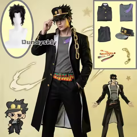 LWW28*Anime Black Outfit Uniform Cosplay Jotaro Kujo Costume Halloween Party For Outfits Men Clothin