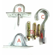 D HOOK UNTUK KIPAS SILING 122 123 FAN HOOK KIPAS CEILING ANCHOR WALL PLUG BESI