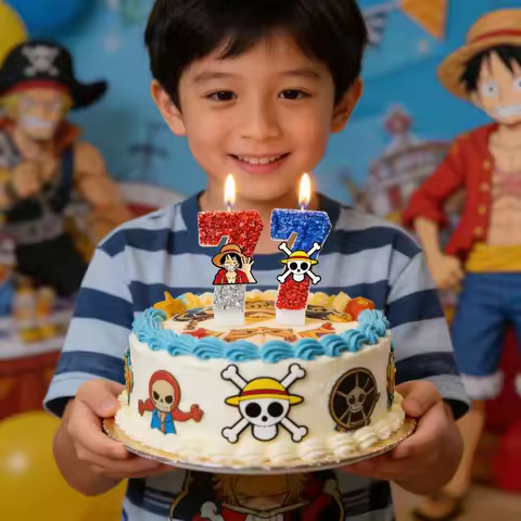 One Piece Theme Luffy Candle Number 0-9 Birthday Cake Candle Decorations Luffy Birthday Party Cake T