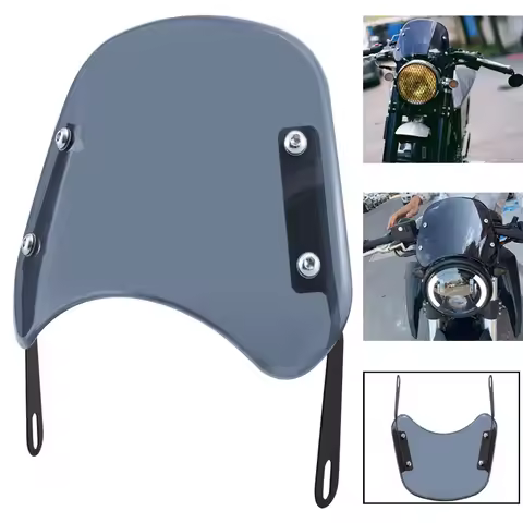 Universal Smoke Motorcycle Vintage Windshield Compact Sport Wind Deflector For Harley Sportster Yama