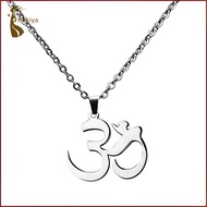 [kokiya] Stainless Steel Aum Om  Sanskrit Symbol Amulet Buddha Pendant Necklace