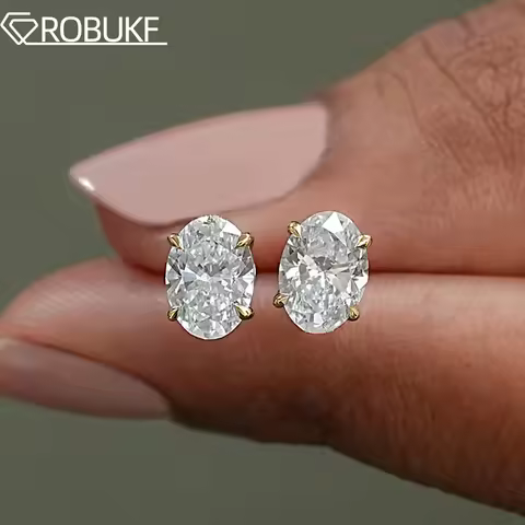 1-4ct Oval Cut Moissanite Stud Earring for Women Men D Color Sparkling Diamond 925 Sterling Silver E