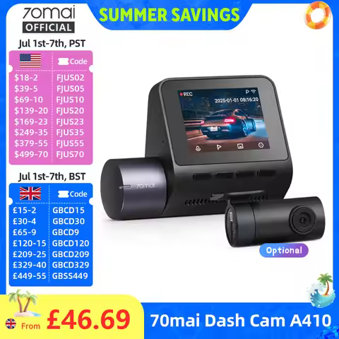 70mai Dash Cam A410 2.5K+1080P Dual-Channel Recording Built-in GPS 24H Parking Surveillance Car DVR