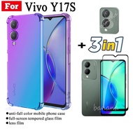 3 IN 1 Vivo Y17s anti-fall mobile phone case For Vivo Y17 S Y1 7S tempered glass film + lens film