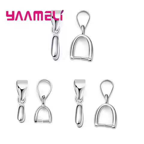 925 Sterling Silver Color DIY Handmade Jewelry Findings Pendant Pinch Bail Clasp Necklace Hook Clip 