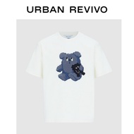 URBAN REVIVO เสื้อยืดผู้ชายลายสัตว์น่ารักในเมือง Revivo เสื้อยืดคอกลม