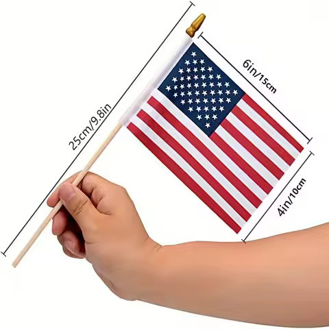 12 pcs/pack Small American Flags Small US Flags/Mini American Flag on Stick 4x6 Inch US American Han