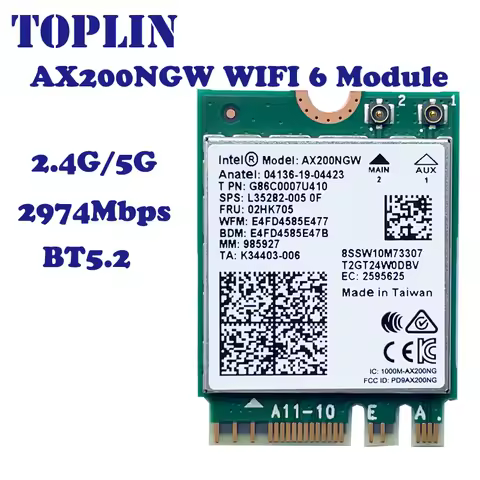 WiFi 6 Dual Band 3000Mbps Wireless Card For Intel AX200 M.2 BT5.2 2.4G/5Ghz 802.11ac/ax AX200NGW Wi-