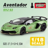 LEO 1:18 Aventador SVJ 63 Supercar Diecast โมเดล รถอัลลอยด์รถยนต์ของเล่นคอลเลกชันของขวัญสําหรับเด็กช