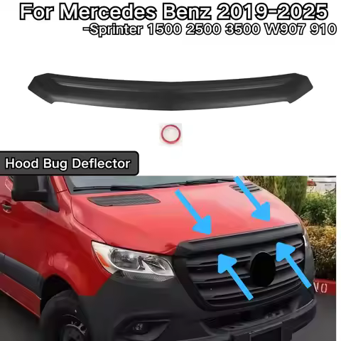 For Mercedes Benz Sprinter 1500 2500 3500 W907 910 2019-2025 Hood Bug Deflector Matte Black Glossy B