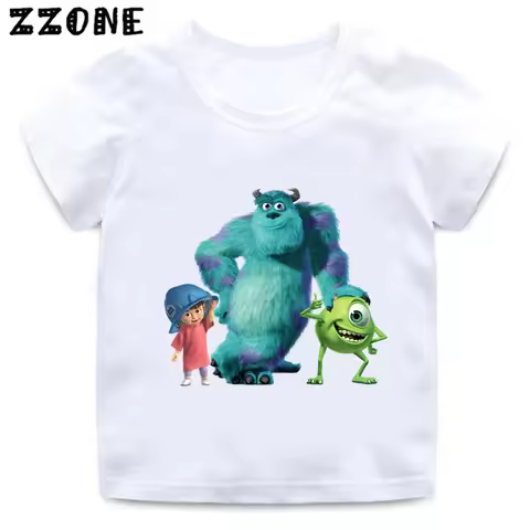 Hot Sale Monsters Inc University Print Kids T-Shirts Cartoon Cute Baby Girls Clothes Boys Summer Cas