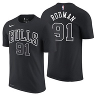 Kaos Baju Tshirt Baju Basket Nba Nike Bulls 91 Rodman Pria/W Combed30S