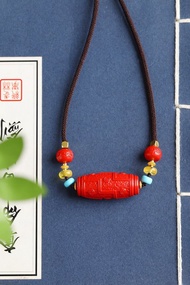 天然原礦硃砂精品紅砂九眼天珠吊墜 精品原創  含量高達95%以上