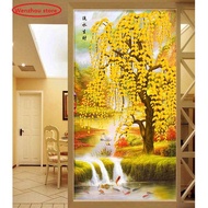 DIY5D Flowing water and making money Lucky "Money Tree"Nine fish Diamond drawing,Round Diamond Full rhinestone Diamond painting cross stitch