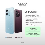 OPPO A3x 8(4+4GB) + 128GB / 45W SUPERVOOC / Snapdragon6s Gen 1/ IP54 Splash Touch / 2 Years Local Wa