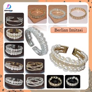 Gelang Kristal Wanita warna Emas Silver Bracelet Jewelry Aksesoris Tangan Berlian Imitasi Pesta