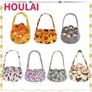 HOULAI Eggs Collection Basket, with 7 Pockets Pattern Painted Eggs Collecting Bag, Portable Multifun
