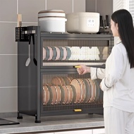Kitchen Countertop Cupboard Storage Tableware Storage Drain Cupboard Multi-Layer Dish Rack 44VU