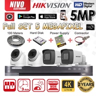 HIKVISION CCTV PACKAGE 5MP Full Set DIY 🌟4-CHANNEL🌟CCTV 4CH DVR + Camera + HDD + Power Supply + Cabl