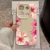 Casing For Mi 14 13 15 14T 13T Pro Poco X7 F6 F5 X5 X6 M6 Pro 4G Flower Material Watercolor Hibiscus