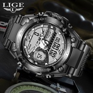 LIGE Waterproof Men Watch Sports Luxury Quartz LED Multifunction Swimming Military Mens Watch