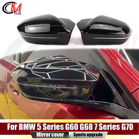 Body kit mirror cover For BMW 5 Series G60 G68 7 Series G70 Rearview mirror cover Glossy black rearv
