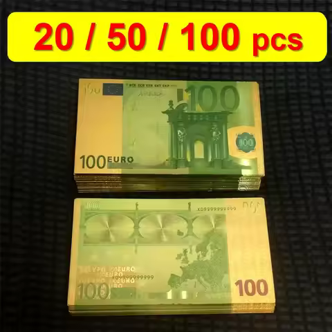 20~100pcs Fake Money 100 Euro Plastic Fake Euro Bill European Banknote Plastic Gold Banknotes for Bu