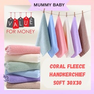 【MUMMY BABY】30X30cm Super Soft Coral Fleece Baby Handkerchief for Newborn Baby Towel Wash Cloth Sapu