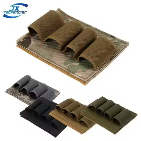 Tactical Shotgun Shell Holder Panel 4 Rounds 12GA Cartridge Pouch Elastic Strap Retention Hunting Ve