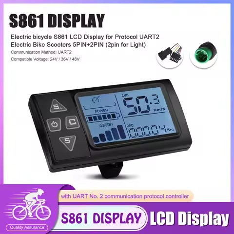 Electric Bike Display S861 UART2 24V36V48V Ebike Display Screen Meter, LCD Panel, Ebike Accessories 