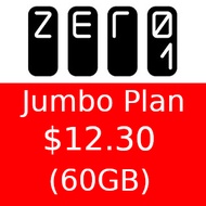Zero1 Jumbo Plan 12 (60GB 30 days) Top Up / Recharge / Renewal