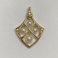 japan brand jewelry  MIKIMOTO Original K18 18K 750 AKOYA sea pearl and diamond pendant top