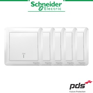 [5 PIECES BUNDLE] Schneider Affle Plus 20A 250V 1 Gang 1 Way or 2 Way Double Pole Switch, White
