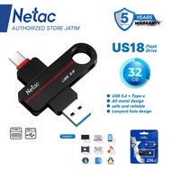 [Authorized Store] Netac OTG Flashdisk US18 USB 3.2 + Type-C Dual Flash Drive 32GB Flash Disk up to 