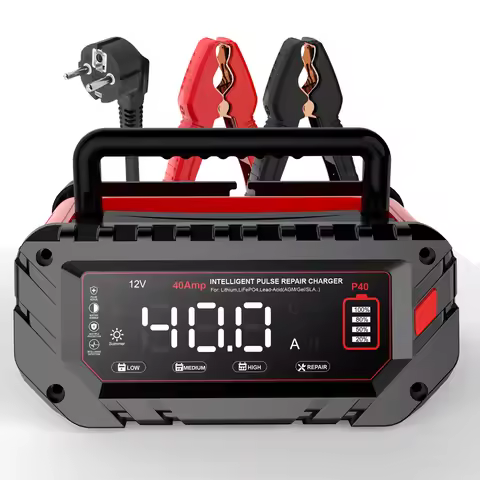 HTRC 40A Car Battery Charger 6V 12V 24V Charger for Lithium LiFePO4 Lead-acid AGM GEL Battery 9-stag