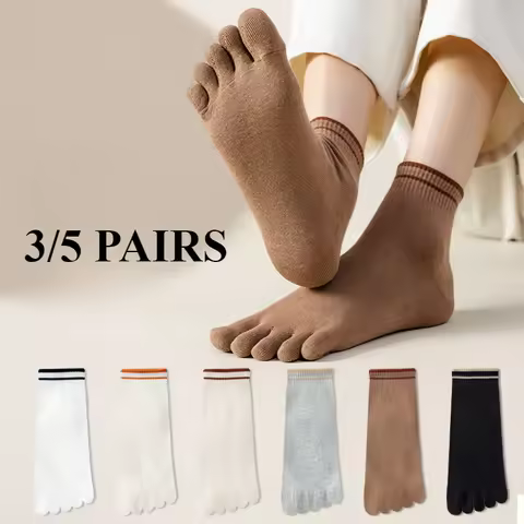 3/5 Pairs Women Five Finger Socks High Quality Cotton Toe Socks Autumn Spring Sports Athletic Ankle 