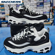 2023 Skechers สำหรับทั้งหญิงและชายรองเท้าวิ่งพื้นหนาแต่เพียงผู้เดียวสูงรองเท้าคุณพ่อสีดำและรองเท้าลำลองสีขาว