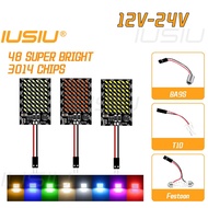 IUSIU 2PCS 12V- 24V T10 BA9S Festoon 3014 48SMD W5W WY5W T4W C5W Car Interior Ceiling Dome Light Tru
