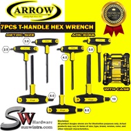 ARROW 7Pcs T-Handle Hex Key Wrench T-Handle Allen Key Set Hex Key Wrench Set AHK3066 (Metric Size He