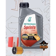 【Local Stock】Petronas Sprinta F700 Semi Synthetic Motor ENGINE Oil 15W-50 4T + OIL FILTER YAMAHA