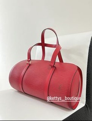 LV Vintage EPI 紅色水波紋圓筒包