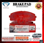 BRAKE PAD TOYOTA HIACE 2005-2015 FRONT(VAX-8331K) "NUVO PRO BRAND"
