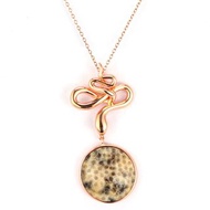 【聖誕禮物】【畢業禮物】菊花石銅鍍玫瑰金蛇吊墜項鍊項鏈