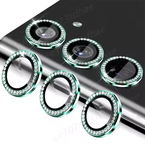 Diamond For Samsung A55 A35 5G A54 A34 5G 9H Tempered Glass Camera Lens Protector Alloy Ring Cover F