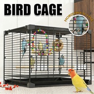 Large Black Bird Cage Snap-On Encrypted Design Parrot Cage with Tray for Bird Breeding Budgie Lovebi