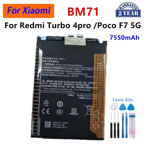 Brand New BM71 7550mAh Battery For Xiaomi Redmi Turbo 4pro / Poco F7 5G Phone Replacement Batteries+