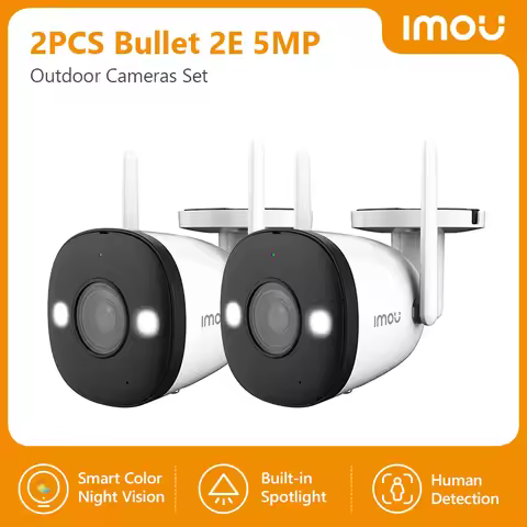 IMOU 2PCS Bullet 2E 5MP Set Smart Full Color Night Vision Camera WiFi Outdoor IP67 Waterproof Home S